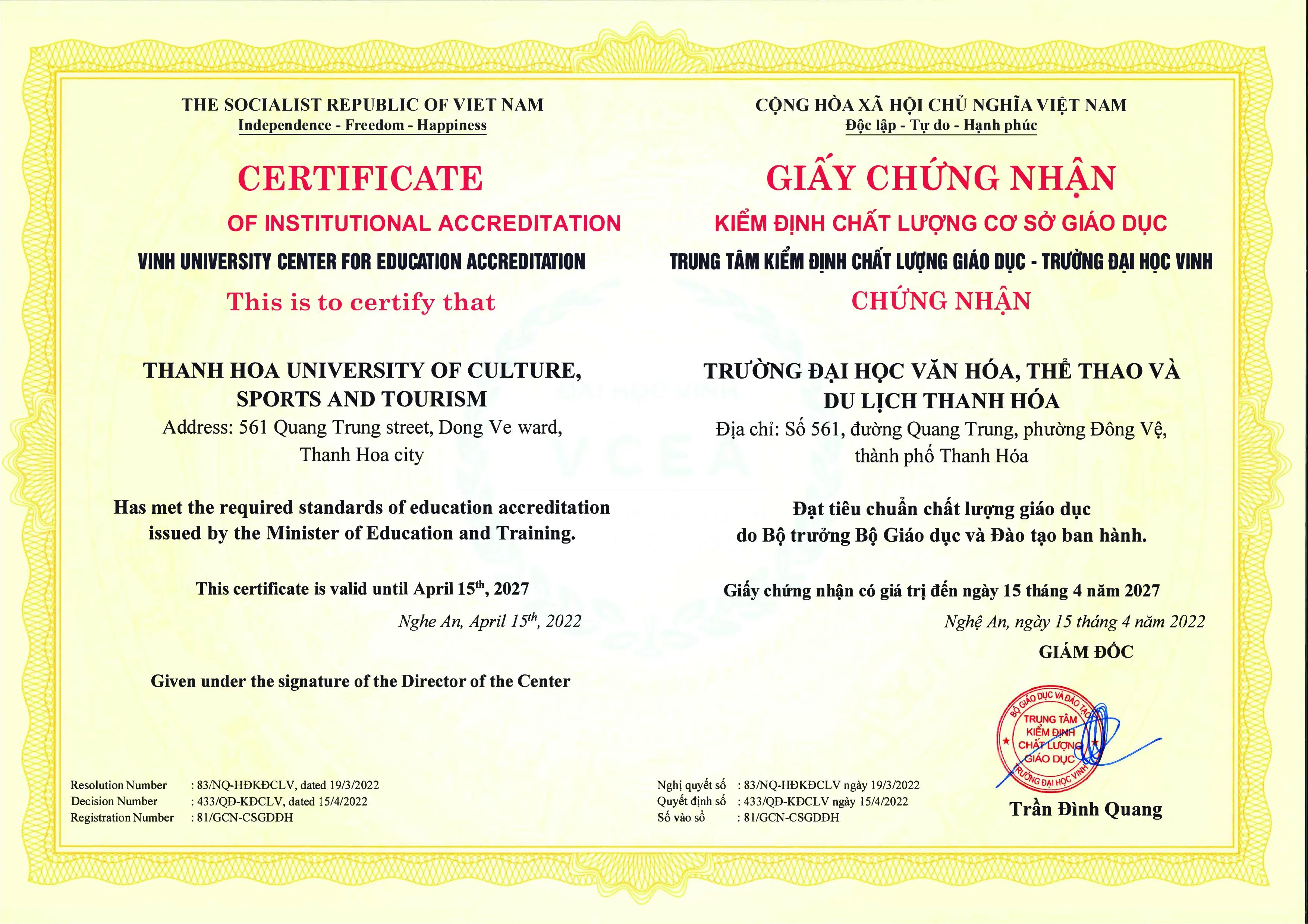 Chất lượng cơ sở giáo dục