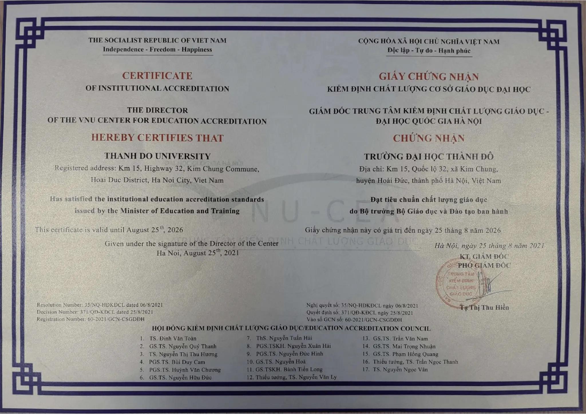 Chất lượng cơ sở giáo dục