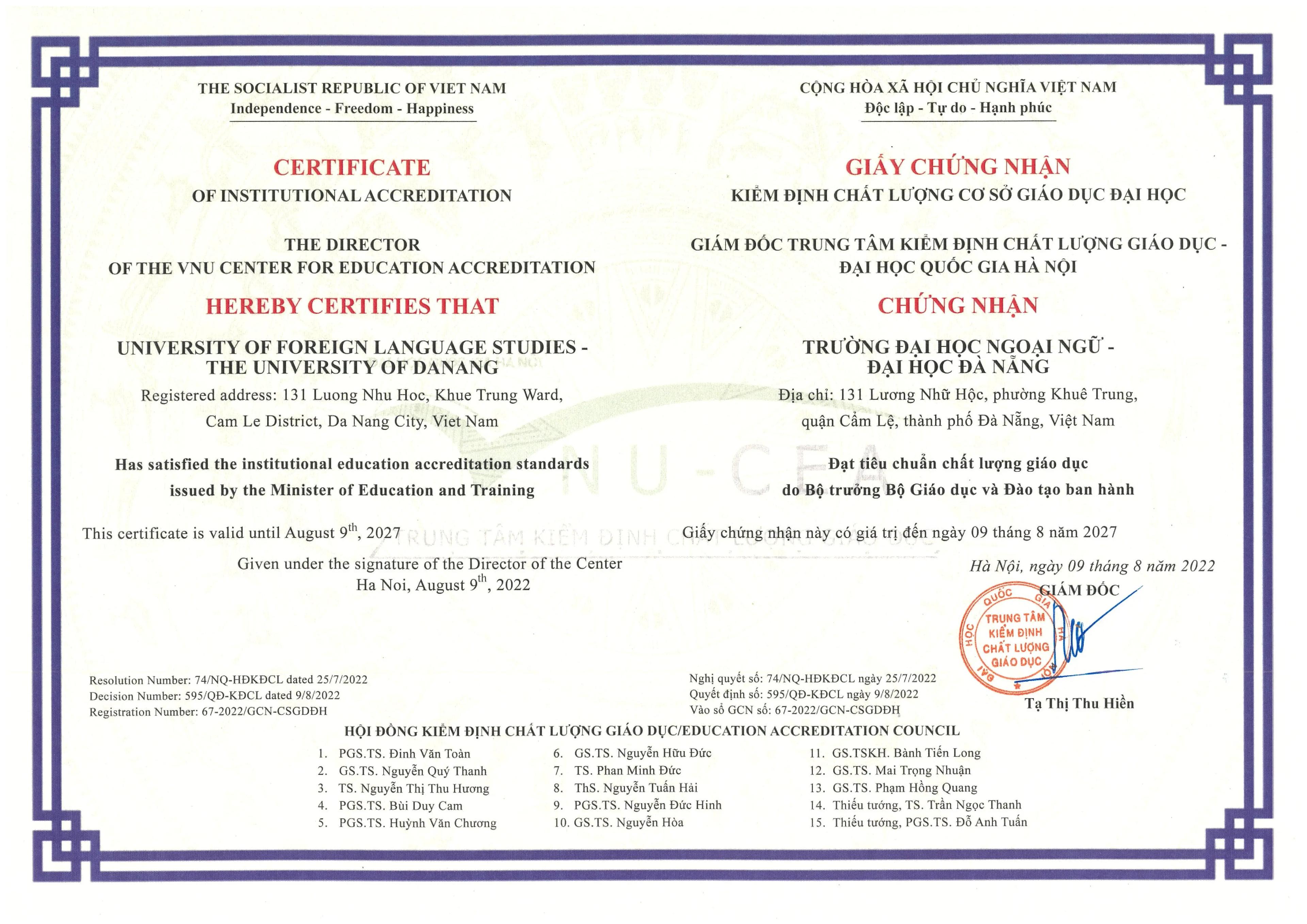 Chất lượng cơ sở giáo dục