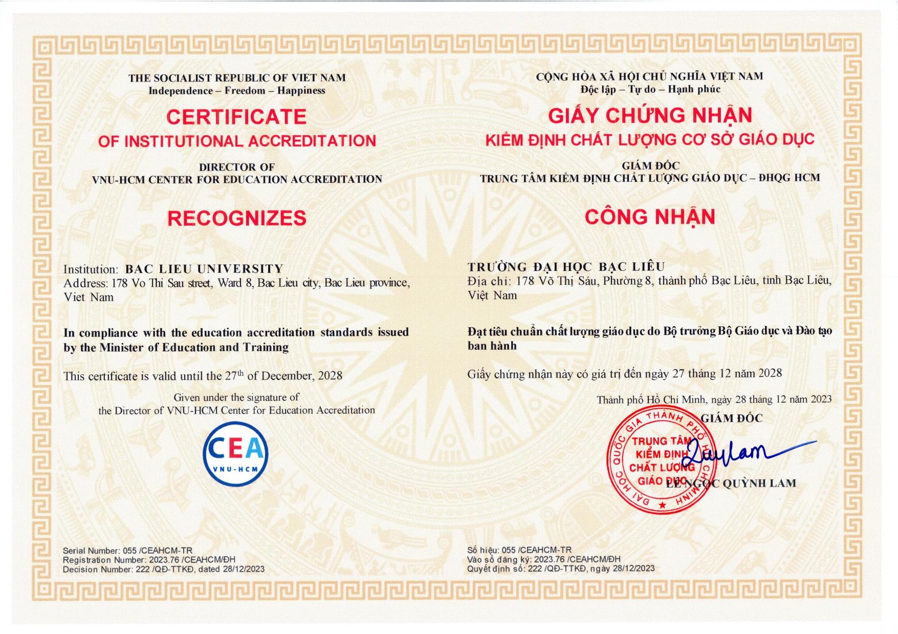 Chất lượng cơ sở giáo dục