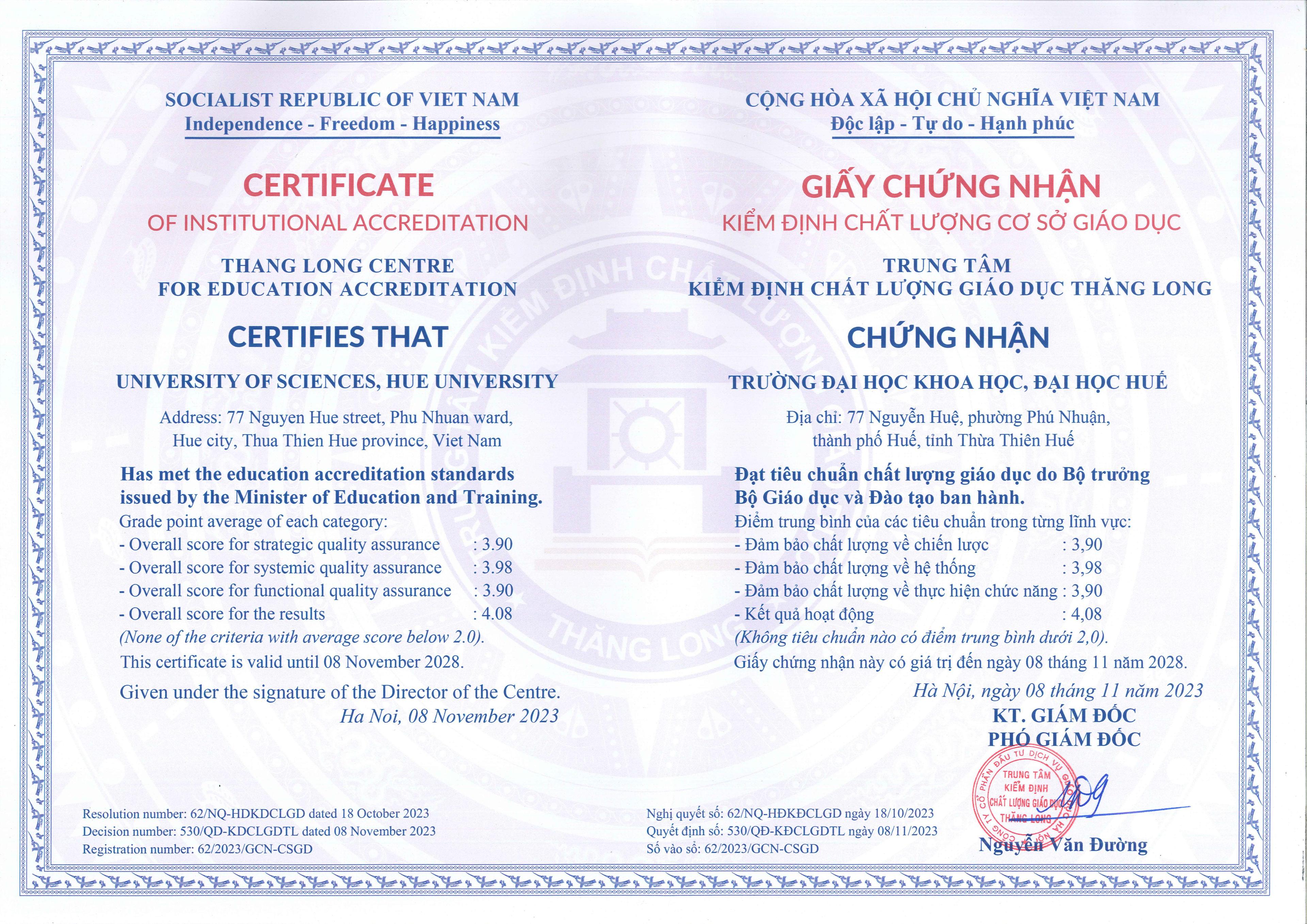 Chất lượng cơ sở giáo dục