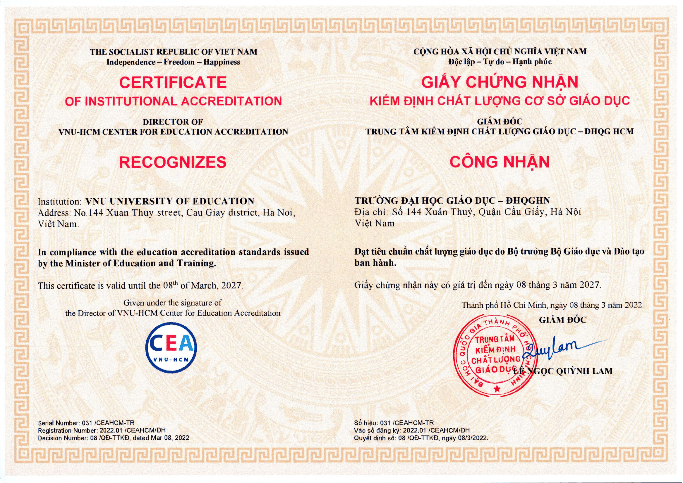 Chất lượng cơ sở giáo dục